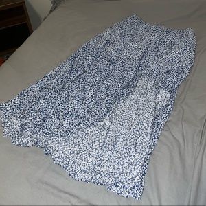 Boutique Blue Floral Midi Skirt